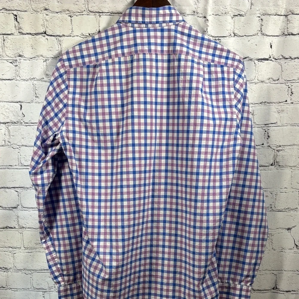 J. Crew Pink, Blue and White Plaid Button Down Shirt